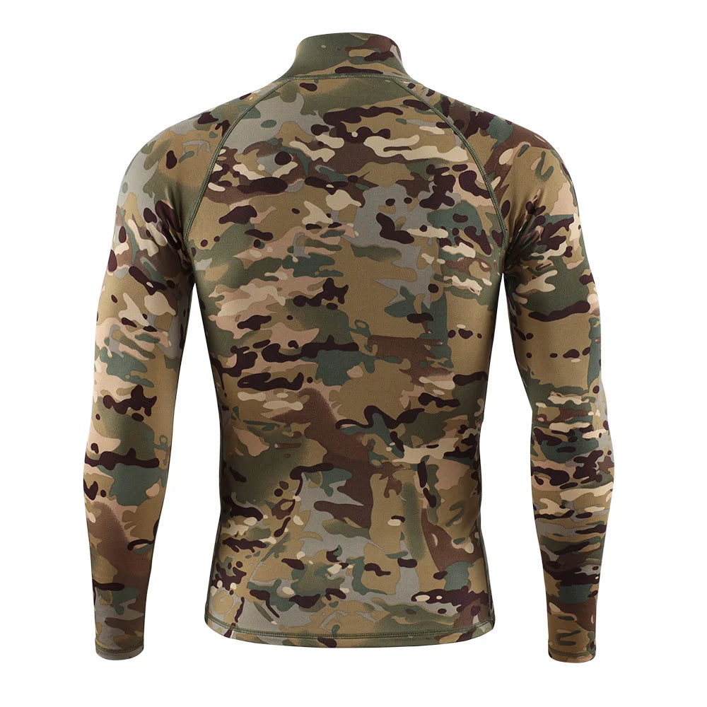New Outdoor Sports Underwear Camo Training Long-Seeved Tops + Pants Suit Fitness Camping Army Hiking Hunting Underwear Clothes
