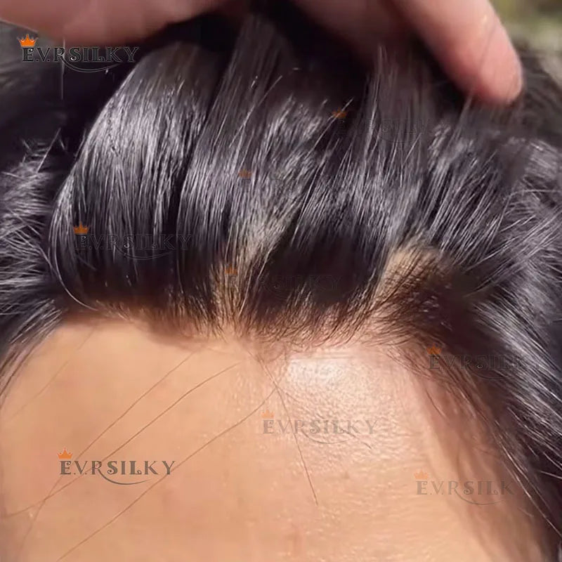 Natural Frontline Dark Brown#2 Black Blonde Super Durable Thin HD Skin PU 1B50 1B80 Grey Men's Toupee 100% Human Hair Wig System