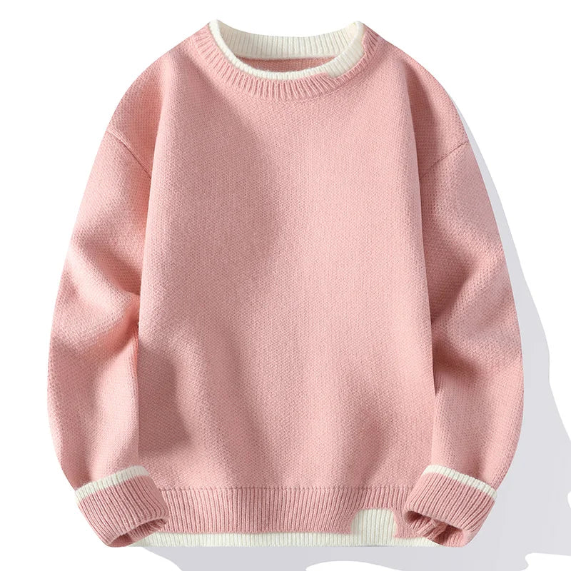 men round neck Solid color knitwear Men's High-Quality Fashion Trend Sweater Autumn/Winter Men Casual Comfortable Warm Sweaters