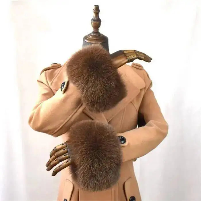 100% Real Fox Fur Cuffs Winter Natural Warm Oversized Arm Warmmer Wristband High Quality Coat Jacket Sleeve Fashion Luxury Cuffs