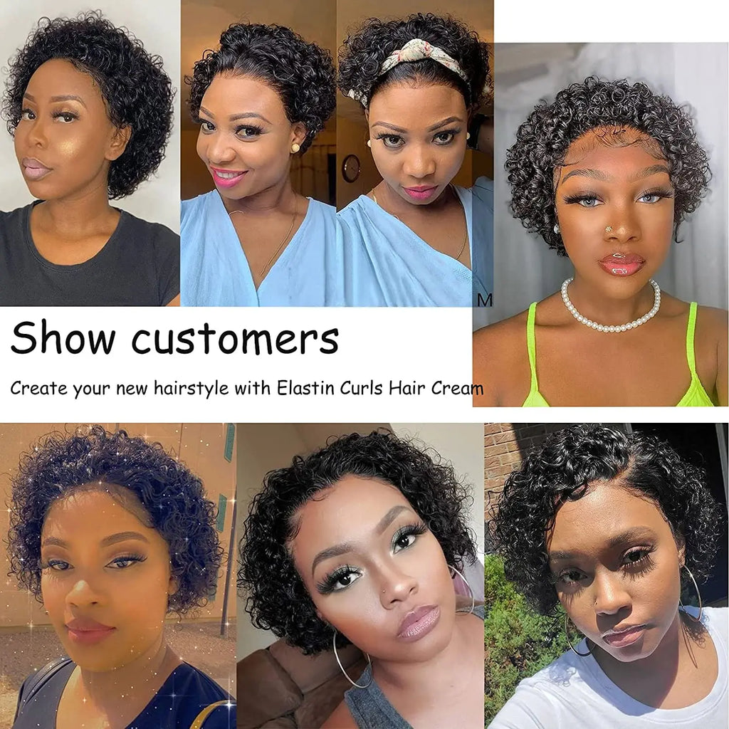 Short Pixie Cut Wigs Brazilian Human Hair Curly Wigs Cheap 13X1 Transparent Lace Wig Preplucked Hairline Wigs For Black Women