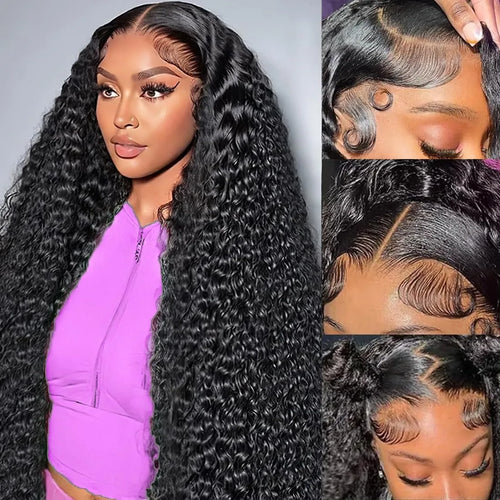 34 40 Inch 13x4 HD Transparent Deep Wave Lace Frontal Wig 210% Density 13x6 Water Curly Lace Front Human Hair Wigs For Women