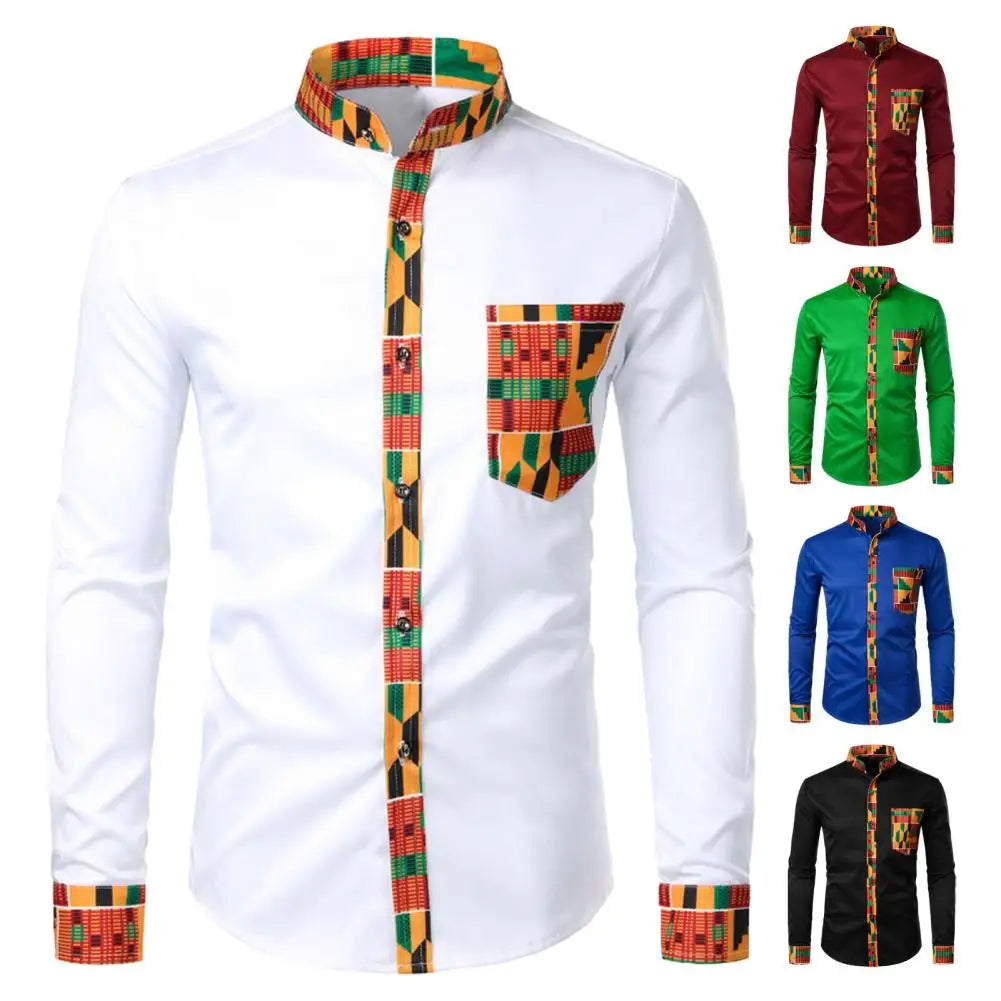 2023 Autumn/winter New Casual Men's Checkered Shirt Splice Men's Long Sleeve Shirt