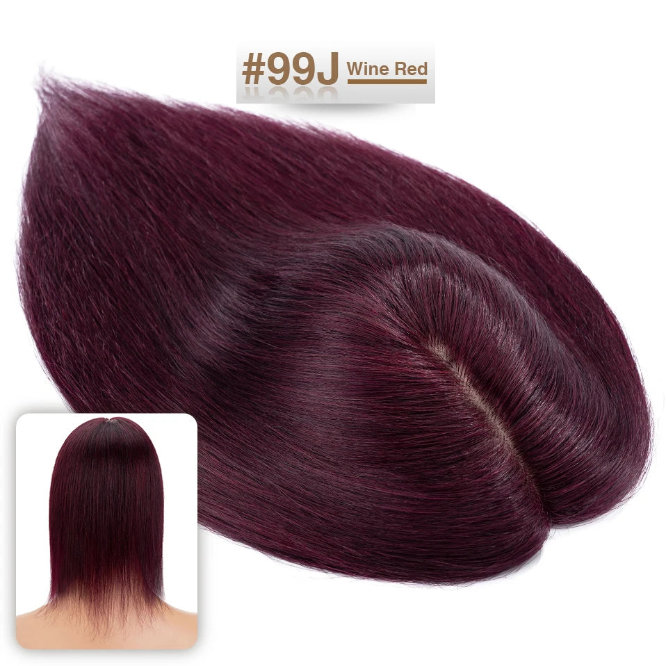 S-noilte 7x13cm Real Hair Toppers Silk Base Natural Hair Wig 100% Human Hair Prosthesis woman Brown Wigs Clip In Hair Extensions