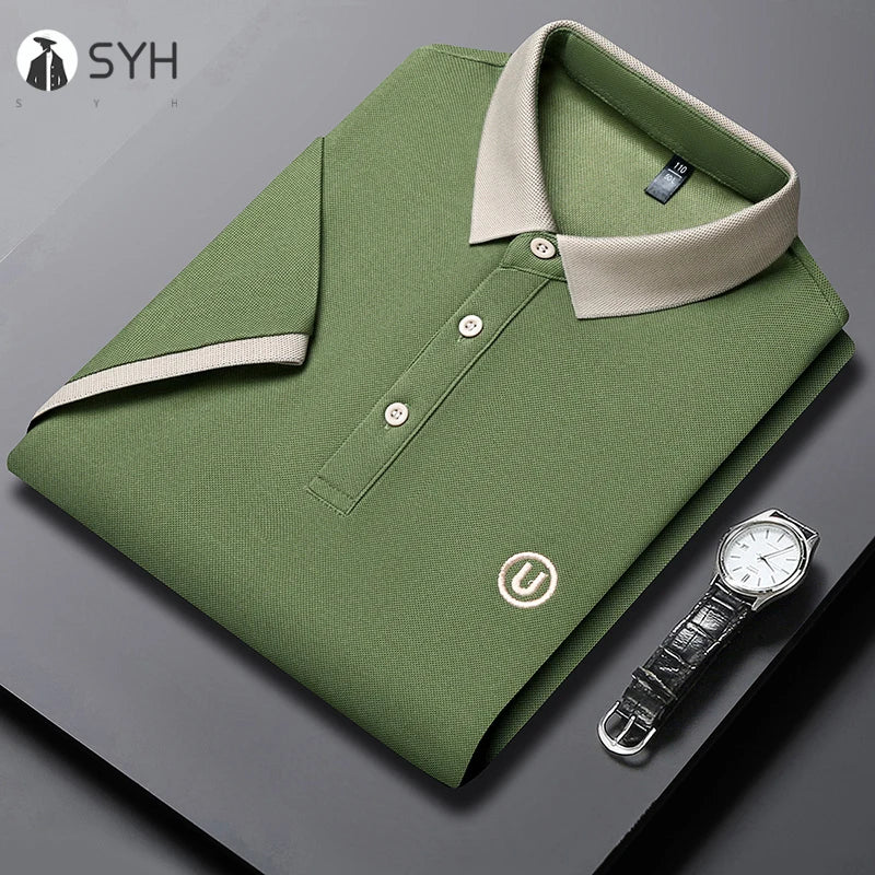 2024 Men's New Embroidered Cotton Business Leisure Short Sleeved POLO Shirt Fashion Short Sleeved Comfortable and Breathable Top