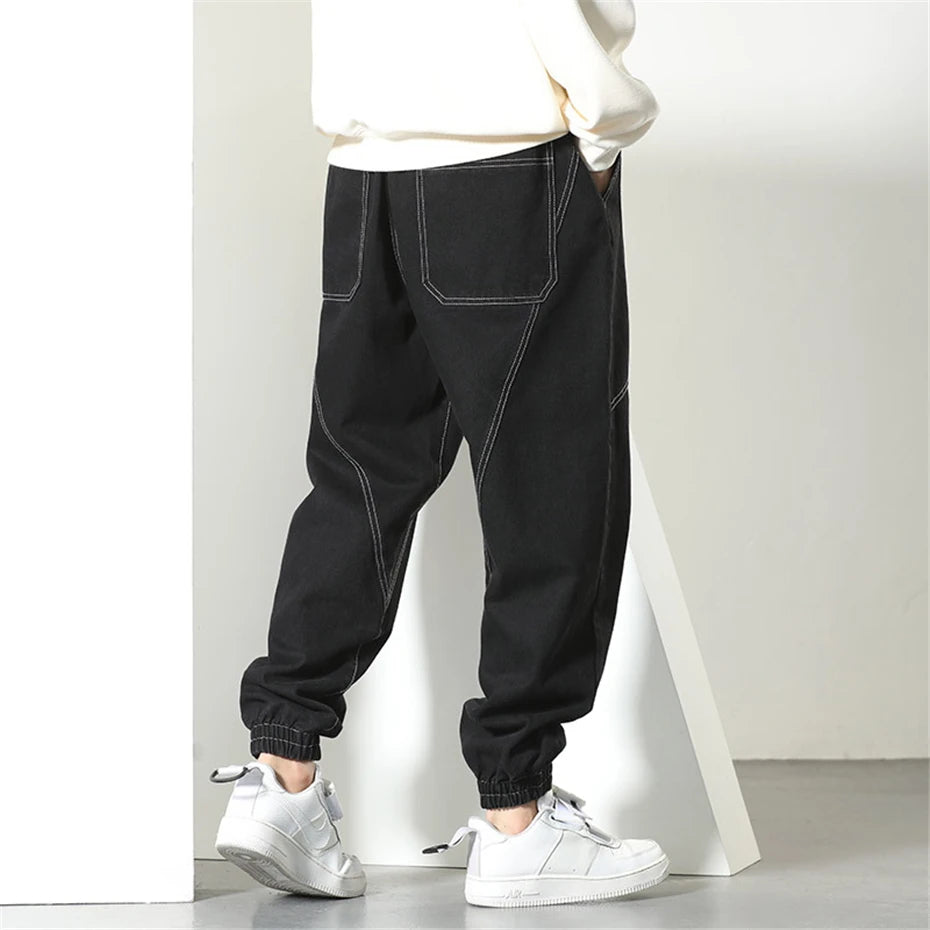 6XL Plus Size Baggy Jeans Men Jogger Pants Fashion Casual Denim Pants Male