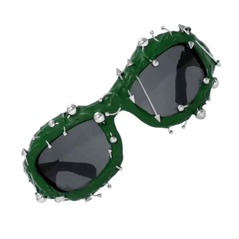 Y88A Cool Hiphop Dancing Sunglasses With Rivet Frame For Various Occasion Everyday Use and Punk Eye Glasses for Night Event