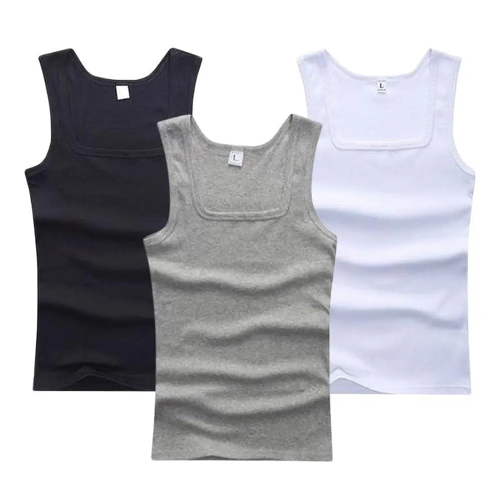 3pcs/Lot Cotton Sleeveless T-shirt Men's And Women's Solid Color Casual Bottoming Shirt Summer Vest Fit Sports Fitness T-shirt