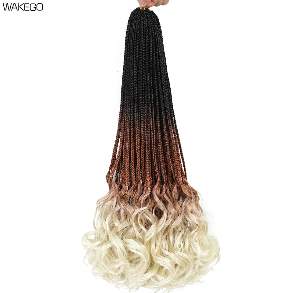 24 18 14 Inches French Curly Crochet Braids New Goddess Box Braids Bouncy French Curl Braid Hair Crochet Synthetic Braiding Hair