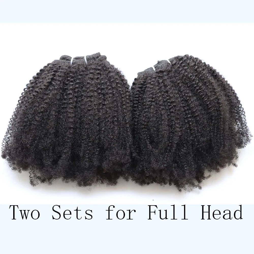 KPLYGDG Real 4C Afro Kinky Curly Human Hair Extensions Clips In Natural Black Virgin Remy Clip In Extensions Real Human Hair