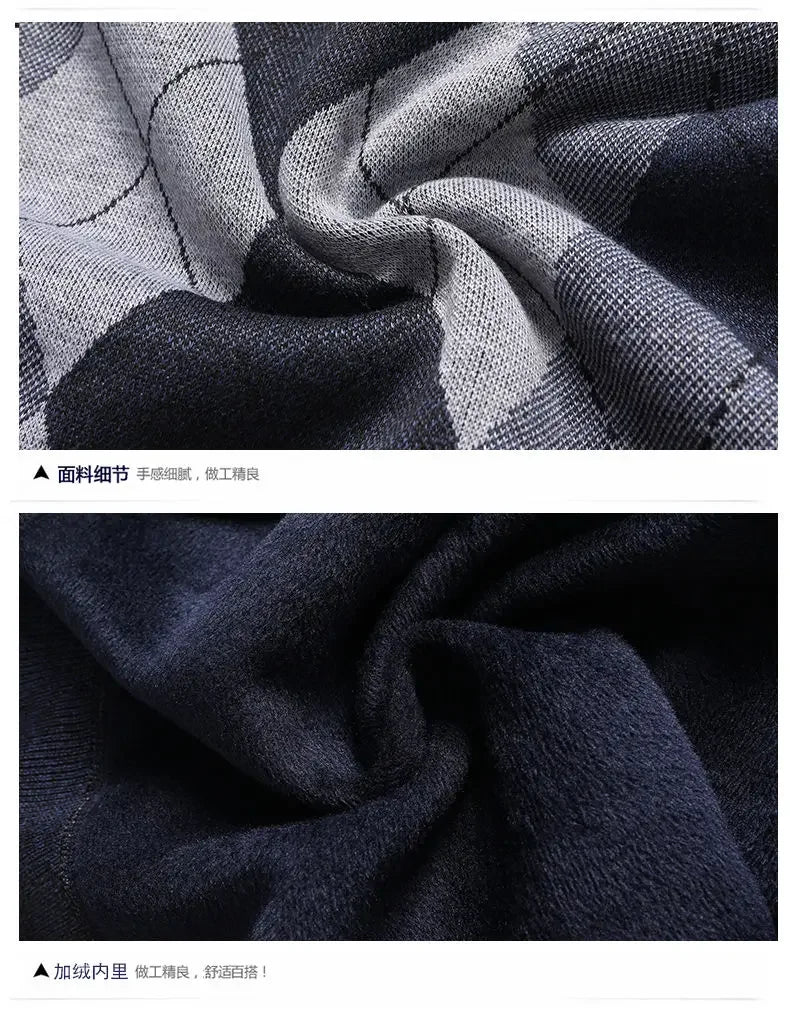 Fashion Vintage Winter Argyle Elastic Sweaters Vest Plus Fleece Thermal V-neck Sleeveless Loose Knitted Comfortable Pullover Top