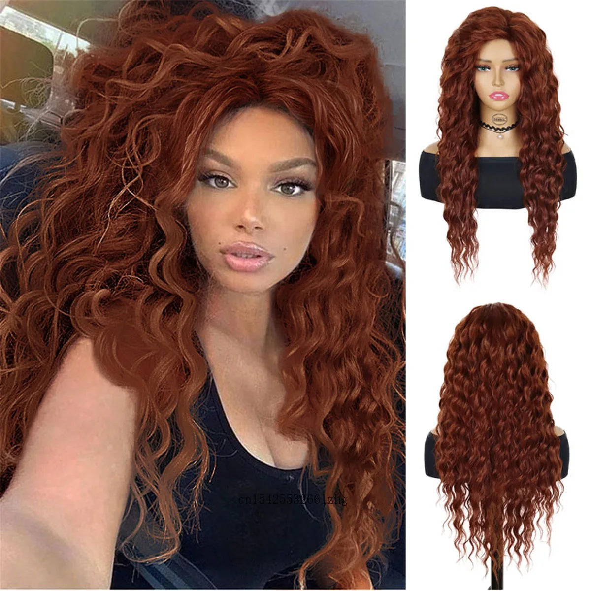 GNIMEGIL Synthetic Grey Hair Long Water Wave Wigs for Women Natural Fluffy Curly Wave Wig Cosplay Halloween Party Heat Resistant