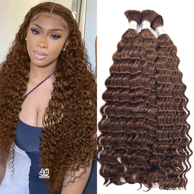 Bulk Braiding Hair 100% Human hair Virgin Deep Wave Unprocessed No Weft Boho Braids Human Hair Bulk Extensions Brazilian Remy 1B