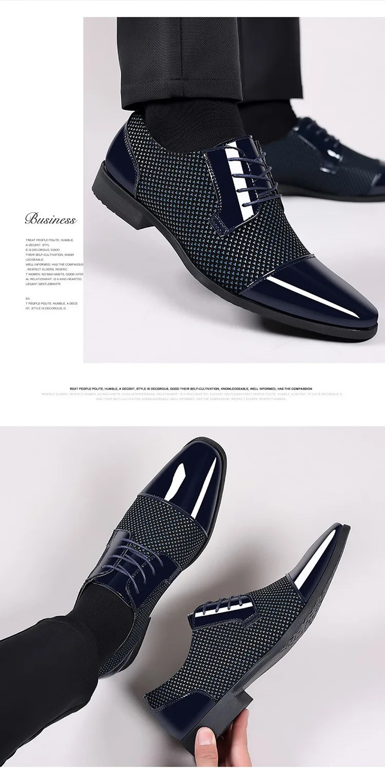 Patent Leather Men's Dress Shoes Slip on Mens Casual Oxford Shoe Brand Moccasin Glitter Male Footwear Pointed Toe Shoes for Men
