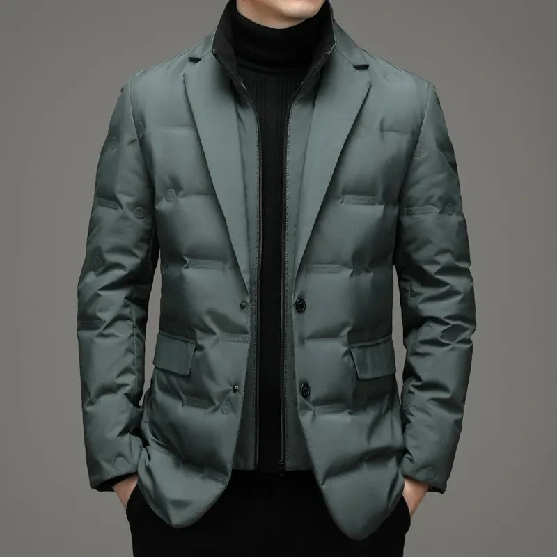 High Quality Men's Handsome down Jacket with Scarf Collar M-6XL Big plus Size for Middle-Aged Dad Fashionable Outerwear