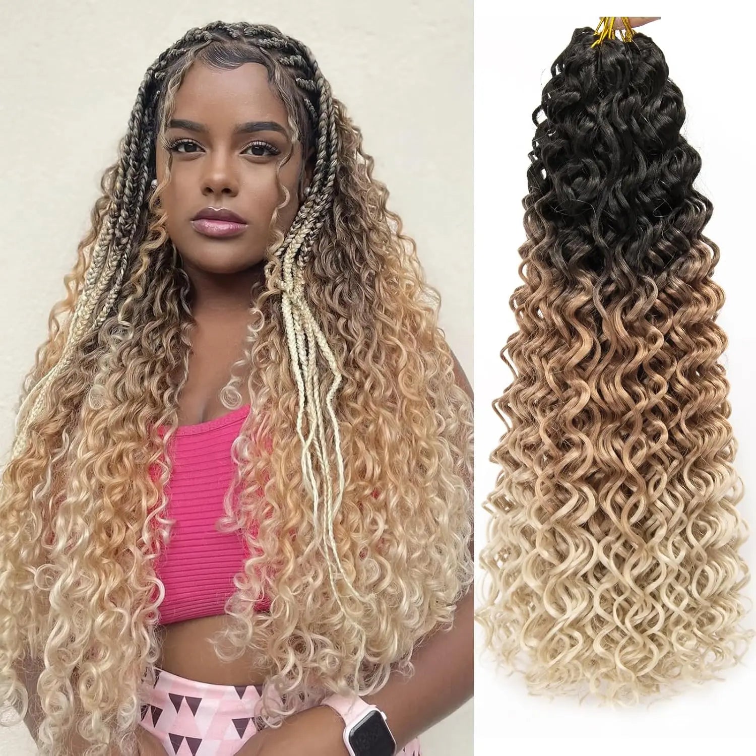 GoGo Curl Crochet Hair 10/18 Inch Short Curly Crochet Hair for Women Water Wave Beach Curl Deep Twist Crochet Braids Synthetic