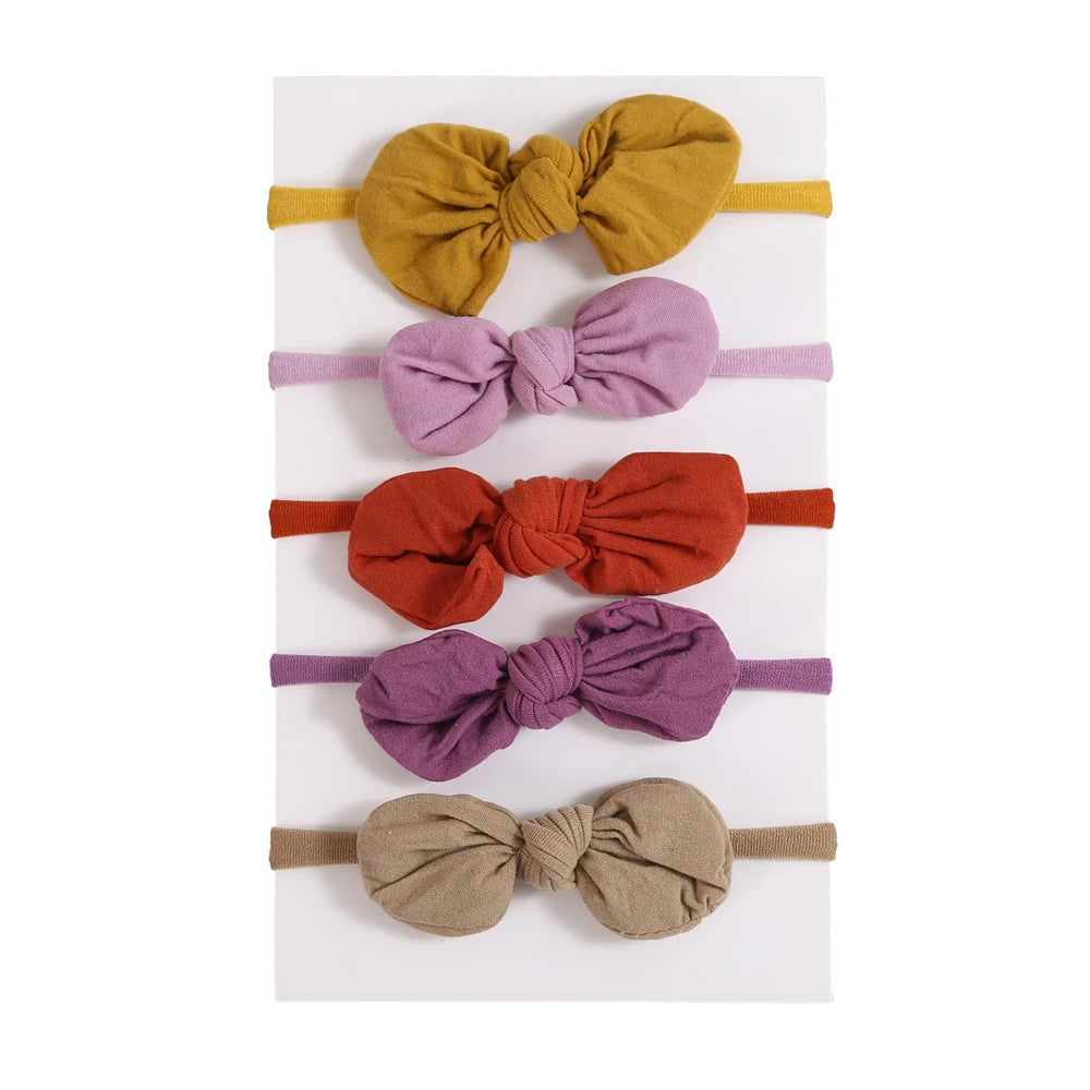 5Pcs/Lot Baby Headband for Baby Girls Soft Nylon Elastic Solid Color Hairband Print Hair Bow Kids Headwear Baby Hair Accessories