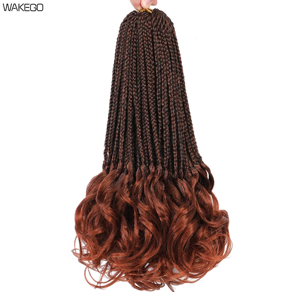24 18 14 Inches French Curly Crochet Braids New Goddess Box Braids Bouncy French Curl Braid Hair Crochet Synthetic Braiding Hair