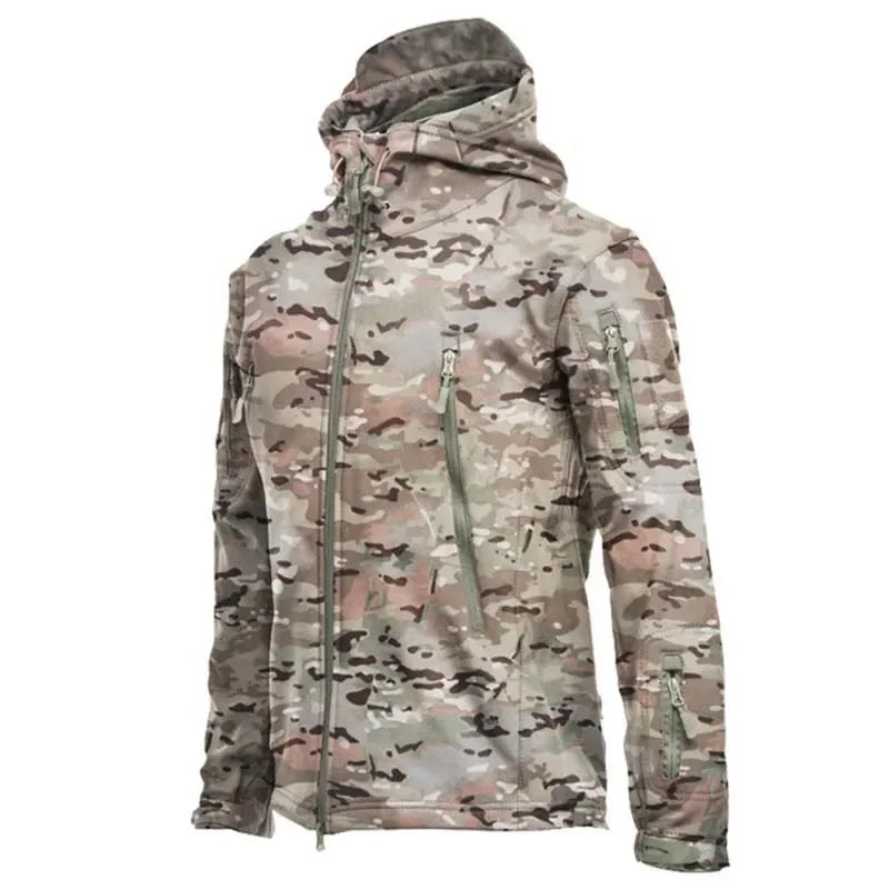 2025 New Fashionable Shark Skin Soft Shell Jacket Men's Tactical Windproof Waterproof Jacket Men's Jacket Hooded Jacket S-XXXXL