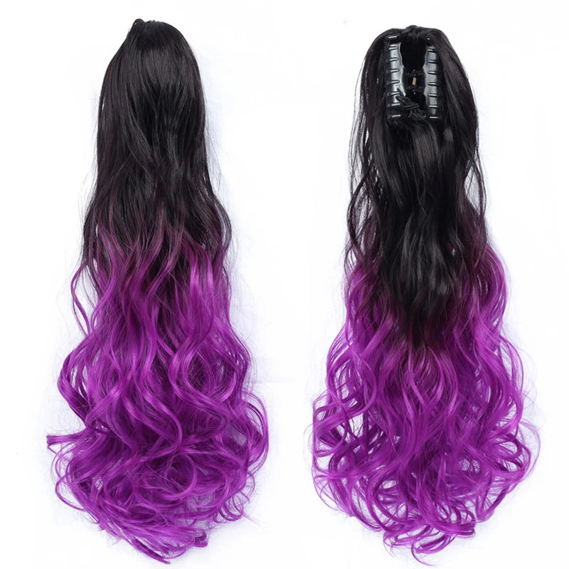 Curly Ponytail Extension Claw Clip in 24" Ponytail Hair Extension Synthetic Wavy Ponytail Extension Fluffy Natural Hairpieces