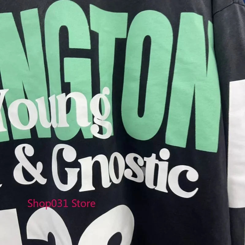 R123 Long Sleeve T Shirt Vintage Washed 100% Cotton Loose Fit Casual Mens Pullover  oversized t shirt