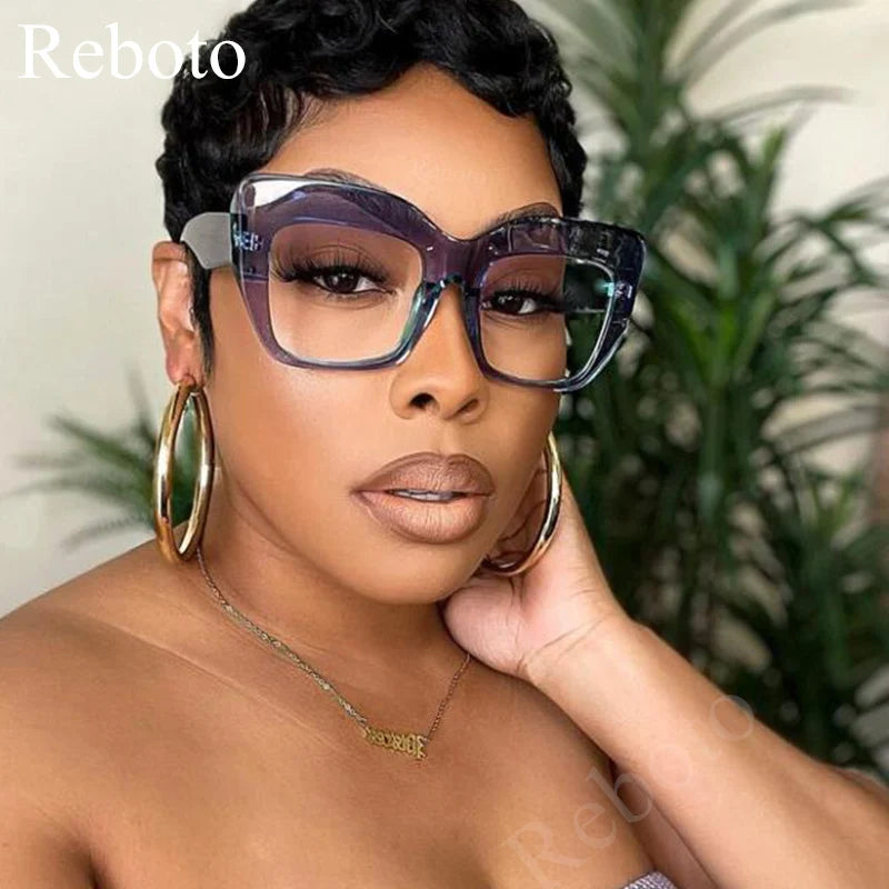 Oversize Women's Glasses Fashion Transparent Square Ladies Eyeglasses Blue Clear Lens Optical Female Eyewear Anti Blue Light