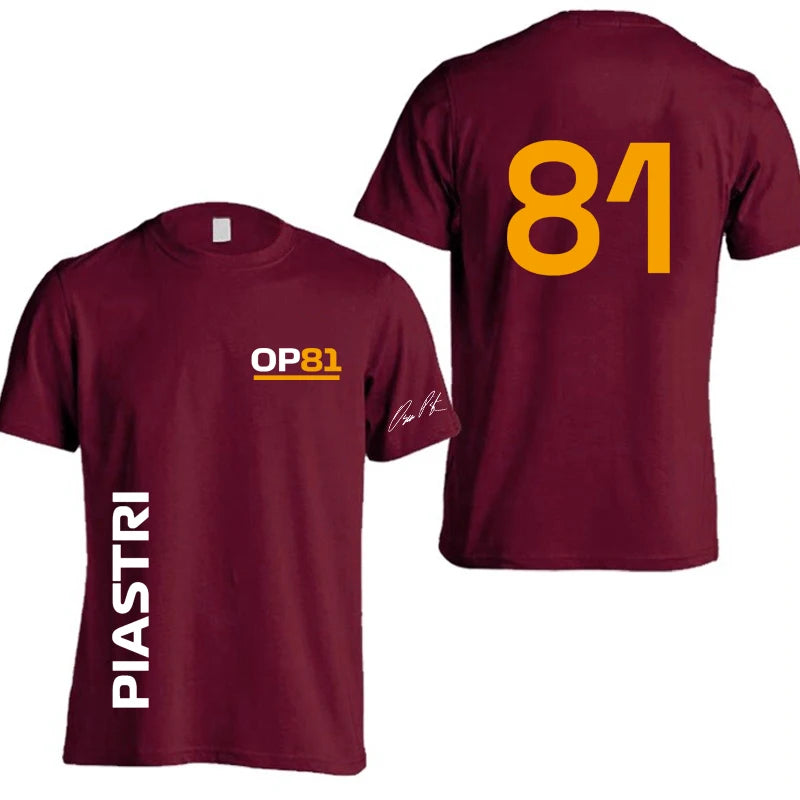 Oscar Piastri 81 Driver Logo Racing Team Men T-shirt Summer Short Sleeve Women Tee Shirts 100% Cotton Fashion Couple Clothes Top
