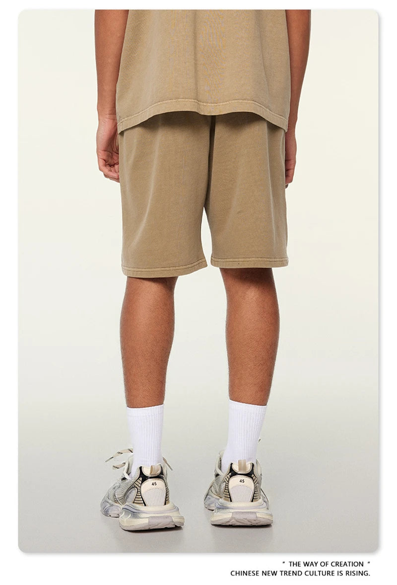 ZODF New 2024 Summer Men Washed Cotton Shorts Unisex Casual Loose 350gsm Comfortable Short Pants Brand Bottoms HY0792