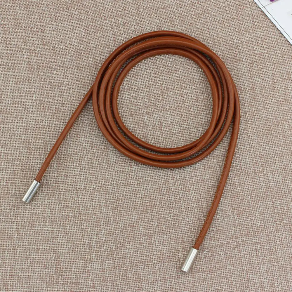 Vintage Belt New Round Leather Rope Dress Coat Embellished String Belt For Women Solid Fashion Long Waist Chain PU Leather Belt