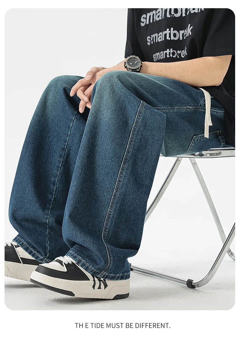 Men's Jeans American Loose Wide-leg Loose Straight Casual Trousers Street Hip-hop Baggy Jeans Black Grey  Blue Streetwear Men