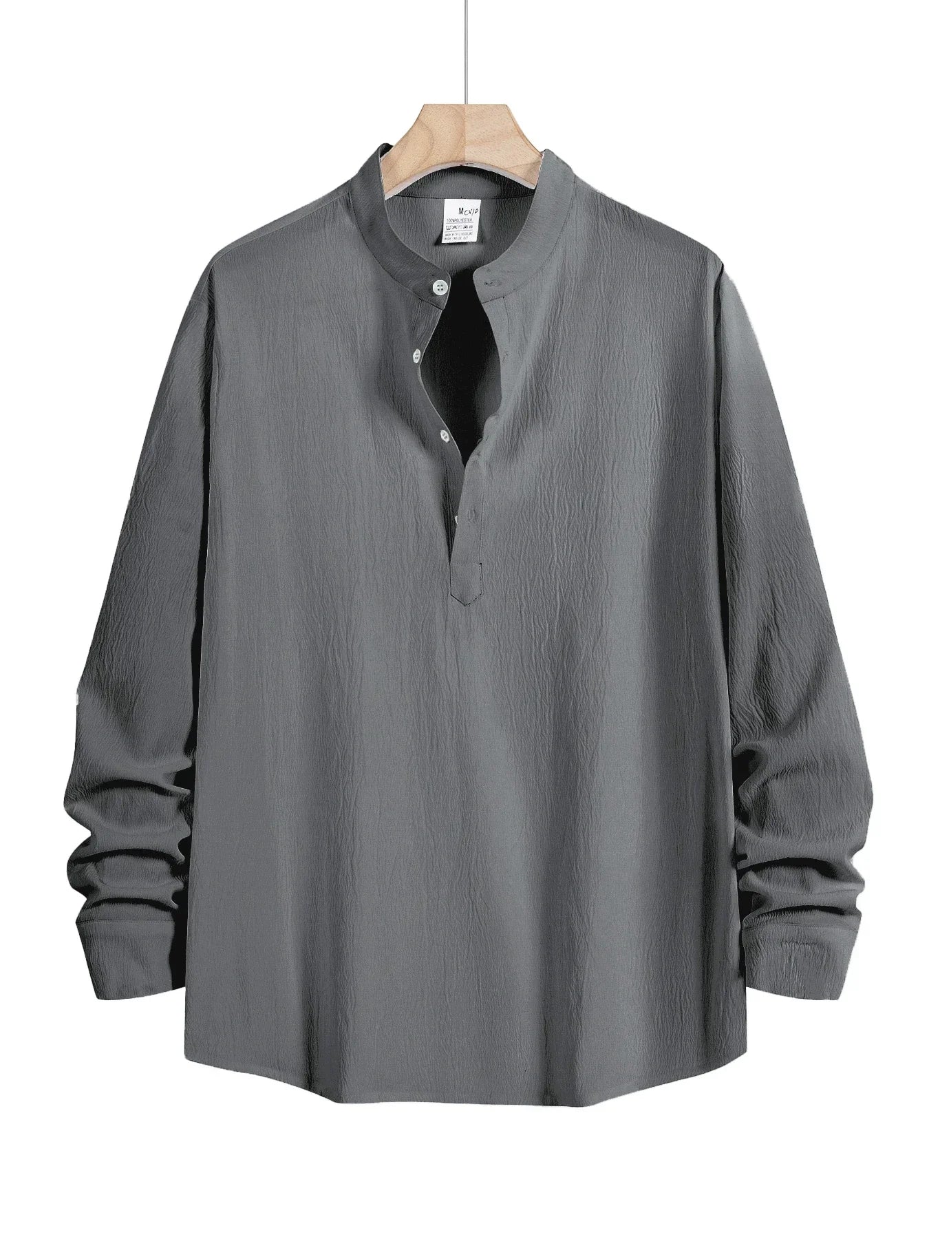Men's Linen Shirt Summer 2025 Casual Short Sleeve Breathable Stand Collar Loose Fit Trendy Solid Color Youth Top with Pocket