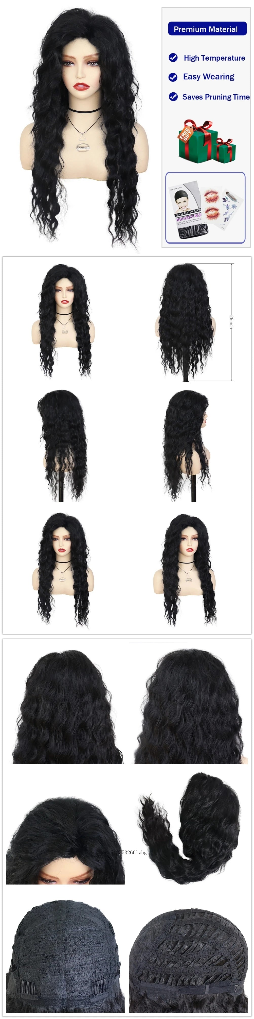 GNIMEGIL Synthetic Grey Hair Long Water Wave Wigs for Women Natural Fluffy Curly Wave Wig Cosplay Halloween Party Heat Resistant