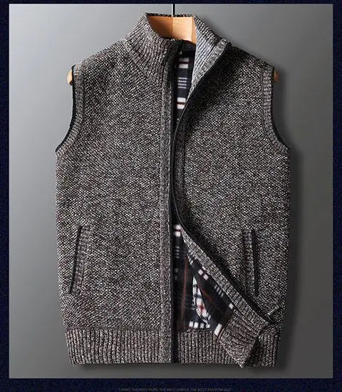 Winter Plus Velvet Thick Wool Vest Thick Knitted Cardigan Chopped Shoulder Vest