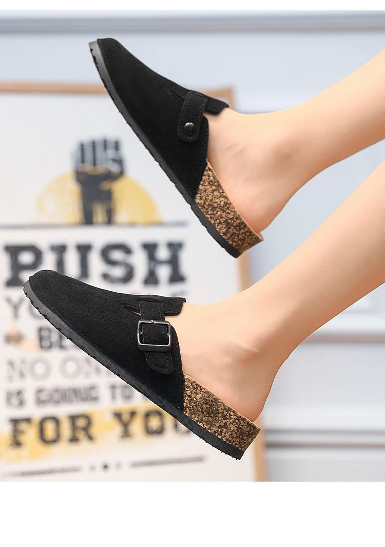 Plus Size 47 Men Half Shoes Casual Loafers Cork Clogs Slippers Fashion Suede Slip-on Flat Sandals soft-Soled Casual Sandals