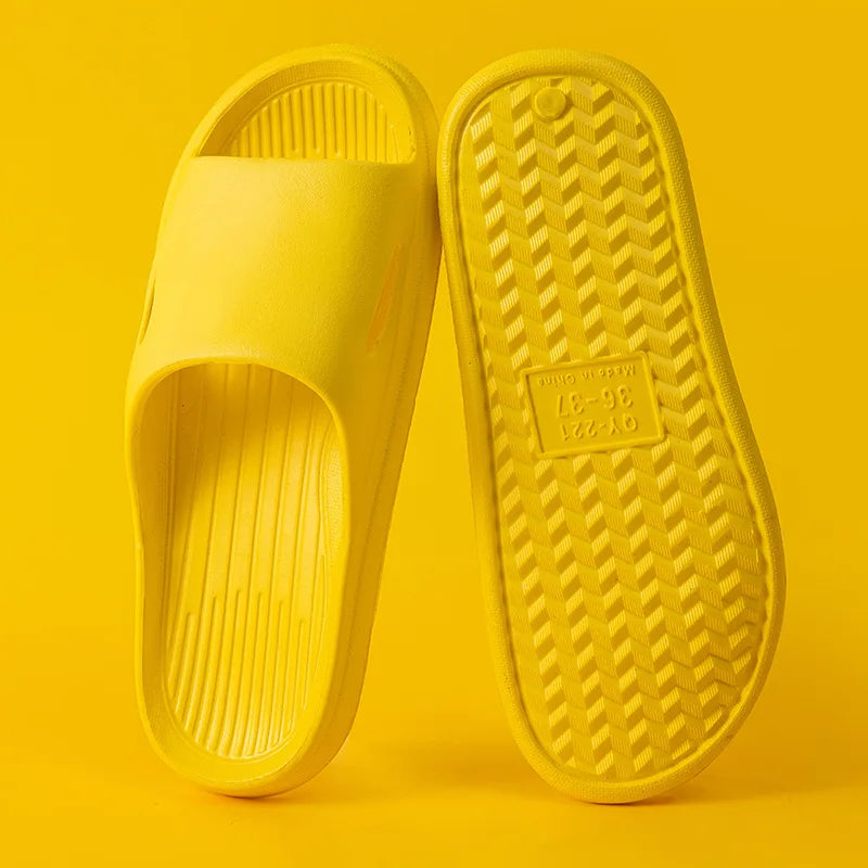 Soft Home Slippers Couples Summer Indoor Non-Slip Bathroom Slippers Solid Sandals Hotel Family Men Women Flip Flops Flat Shoes