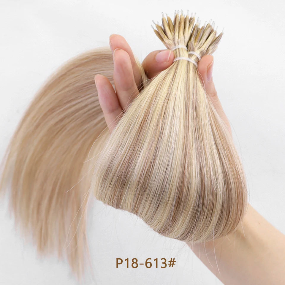 BOYMIA Nano Hair Extensions Human Hair Natural Straight for women Invisible Add Length and Volume 12-22inch 30G Free Nano Bead
