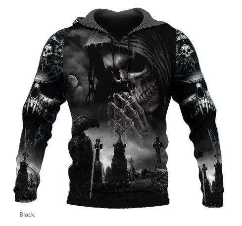 2023 New Men's Skull Hoodie Sweatshirts 3D print Head Pattern Hooded Pullover Autumn Fashion Casual Sweatshirt
