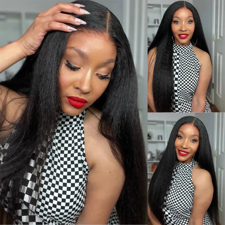 30 Inch Kinky Straight U Part Wig Glueless Wigs Human Hair Ready To Wear Remy Human Hair Wigs V Part Wig No Lace Wigs For Women
