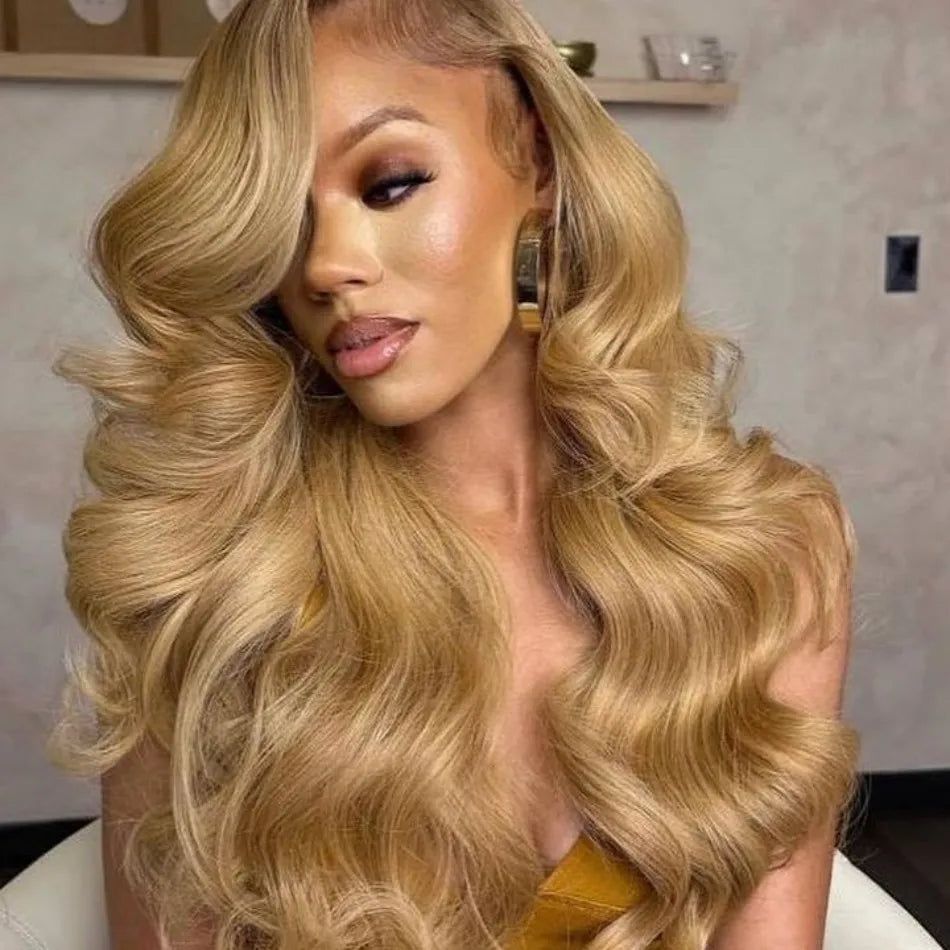 30 36inch 27 Honey Blonde Body Wave Wig Human Hair 13x6 Transparent HD Lace Frontal Wig For Women 250 Density Brazilian Wigs