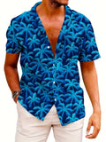2024 Men's Fashion Short Sleeve Button Up Shirt - Flip Collar Summer Hawaiian Beach Shirt Comfortable High Quality Fabric