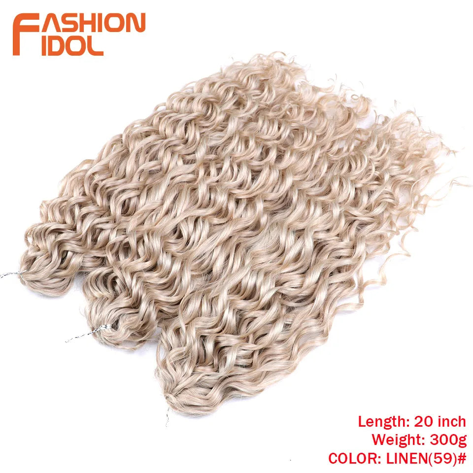 FASHION IDOL Curl Hair Deep Wave Twist Hair Extensions For Women 20 Inch Ombre Blonde Crochet Fake Hair Synthetic Crochet Braids
