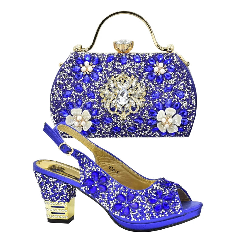 Latest Shoes and Bag for Party Wedding Plus Size Women Shoes 43 High Heels Sexy Ladies Luxery Shoes Women Dress Pumps with Purse