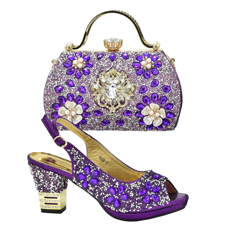 Latest Shoes and Bag for Party Wedding Plus Size Women Shoes 43 High Heels Sexy Ladies Luxery Shoes Women Dress Pumps with Purse