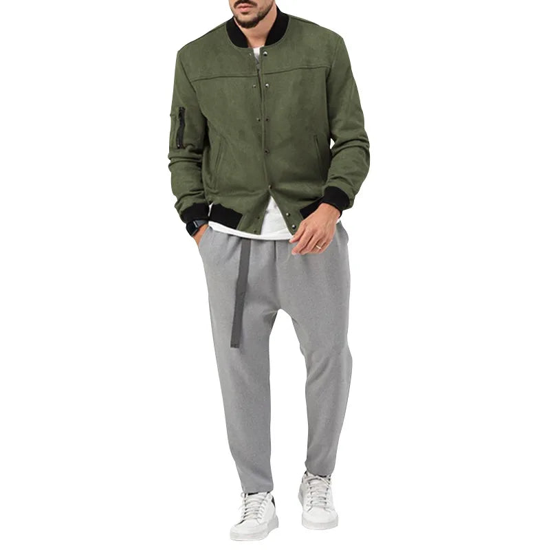 24  Autumn/Winter Suede Men's Button Cardigan Jacket Casual American