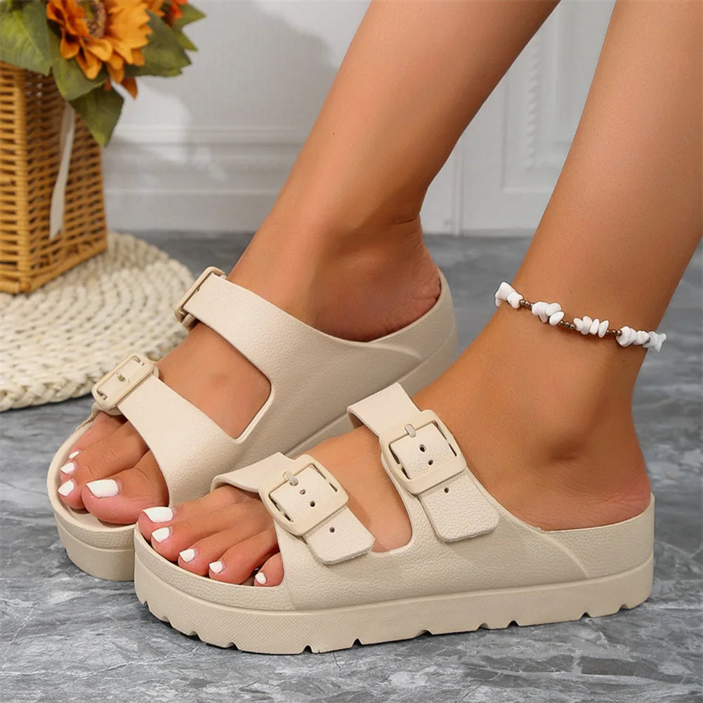 fashion Women Slippers Platform Beach Shoes Girl Outdoor Slides EVA flip flops For Home Shoes buckle Soft Thick Sole Sandals