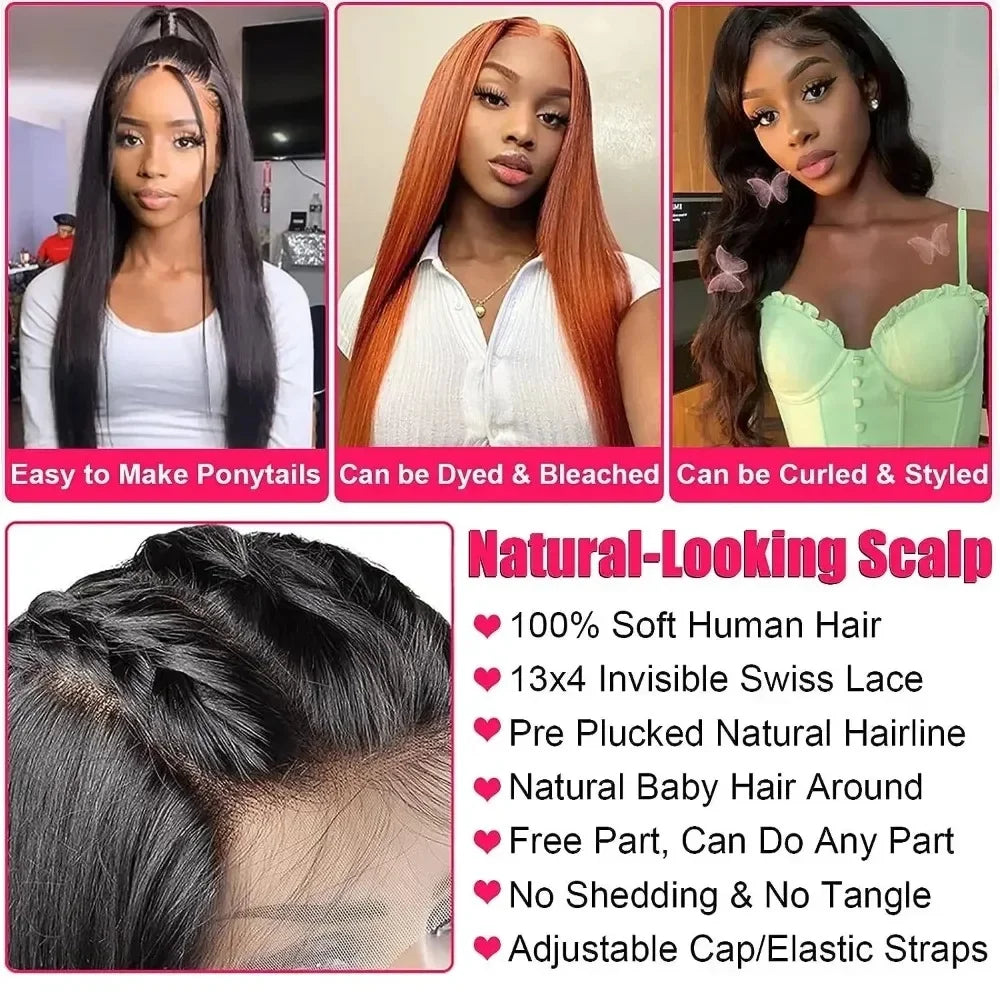 250 Density 13x4 13x6 Hd Bone Straight Transparent Lace Front Wig Human Hair 40 Inch Pre Plucked Lace Front Wigs 100% Human Hair
