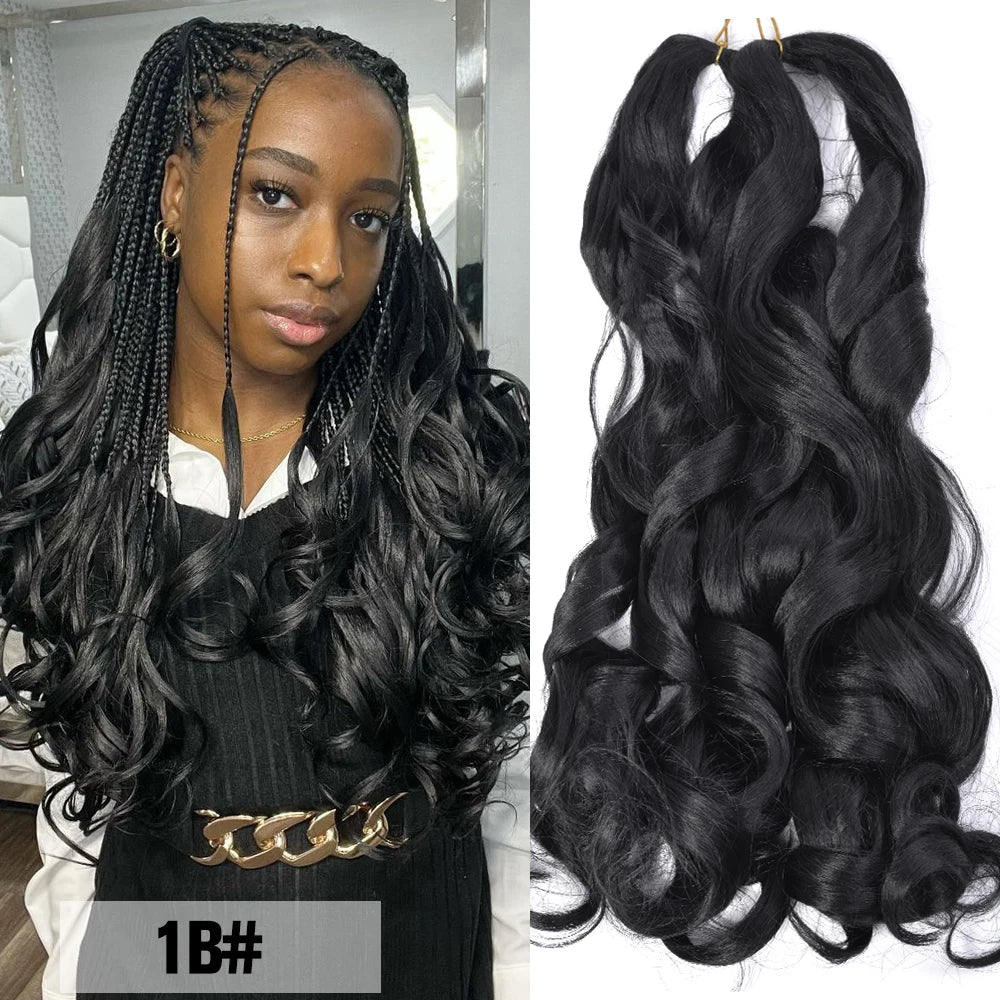 French Curls Braiding Hair Extensions 24Inch Synthetic Curl Hair Loose Wave Spiral Curl Crochet Hair Braids For Black Women
