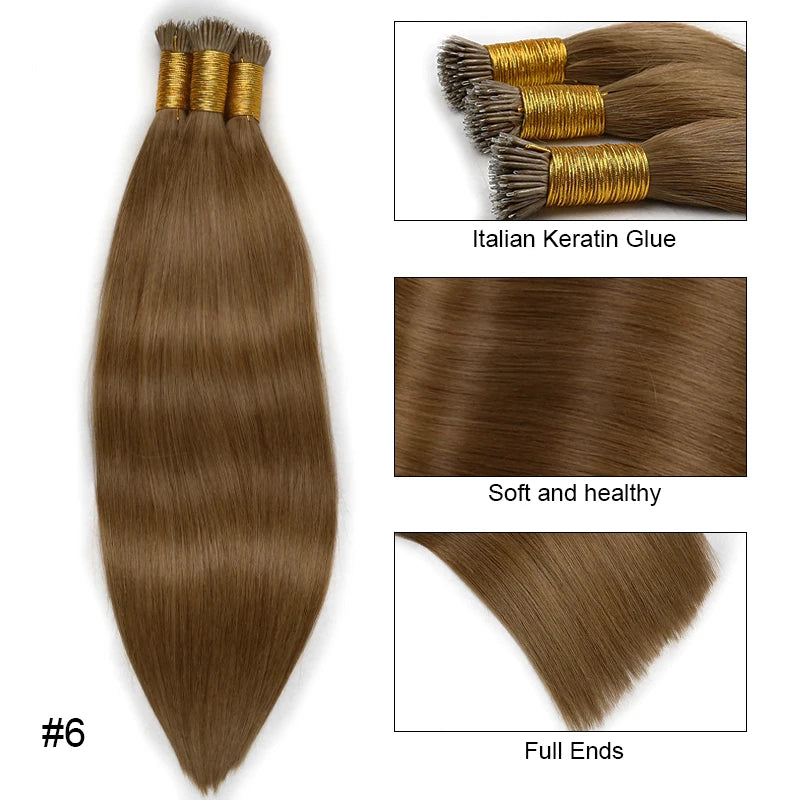 Straight Nano Rings Hair Extension 100% Natural Human Hair Extensions 0.8g/1g/ Strand 50pcs Fusion Hair Extension Ombre Blond