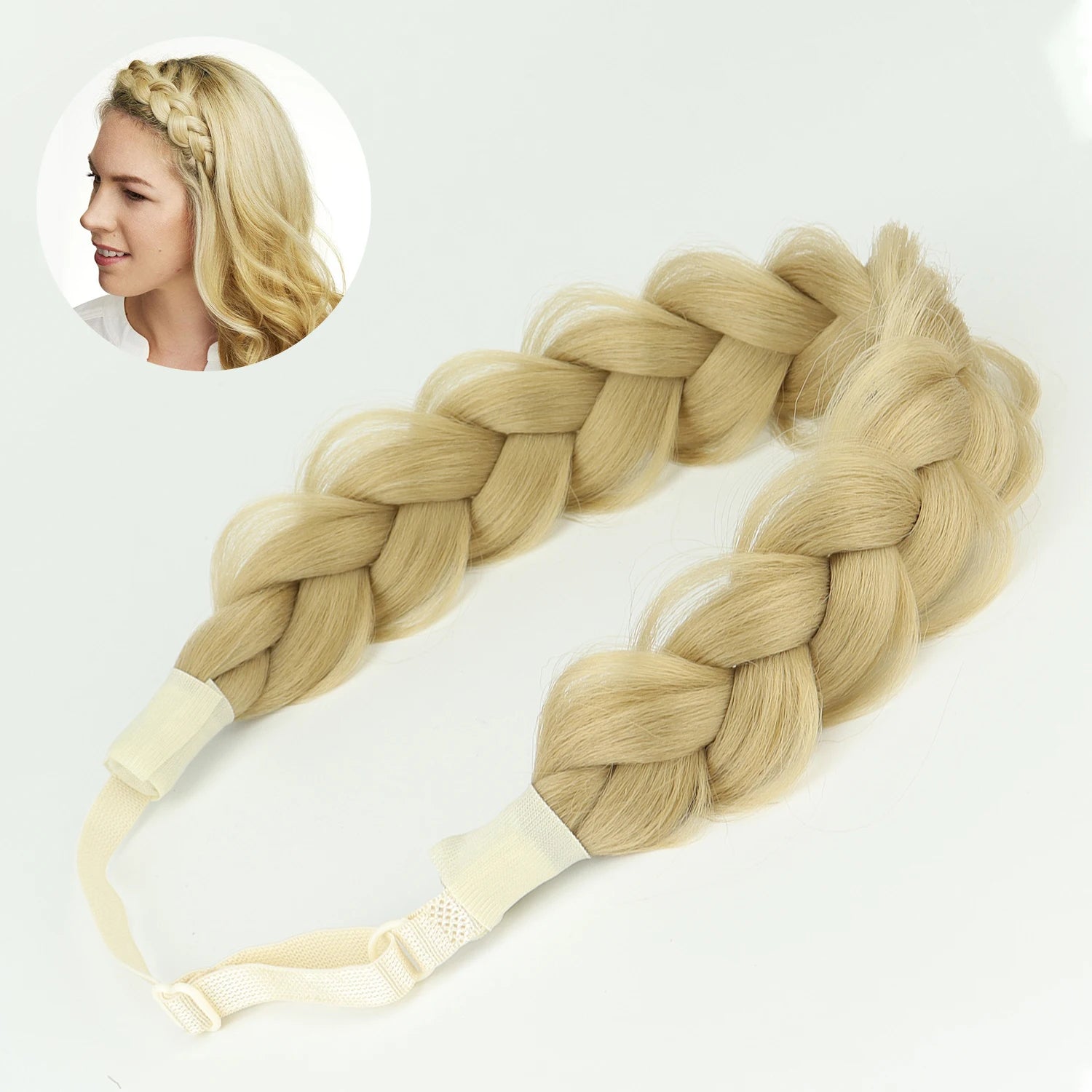 Synthetic Hair Braided Headband with Elastic Band Style for Women Girls Blonde Brown Braided Headwear Hair Scrunchy Headband