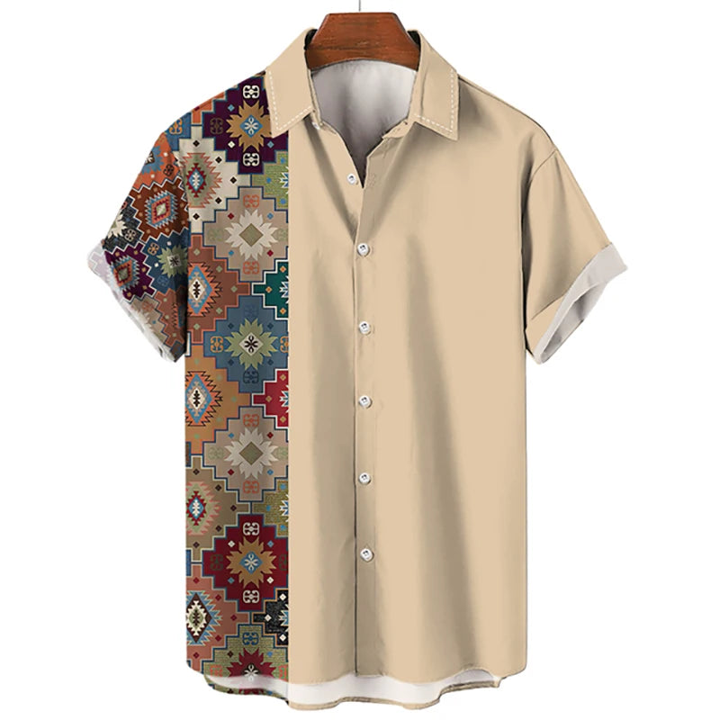 Hawaiian Beach Shirts Ethnic Style 3D Print Streetwear Men Women Fashion Vintage Short Sleeve Shirt Blouse Harajuku Man Clothing